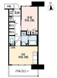 UR都市機構サンヴァリエあべの阪南103号棟 1DKの間取図画像