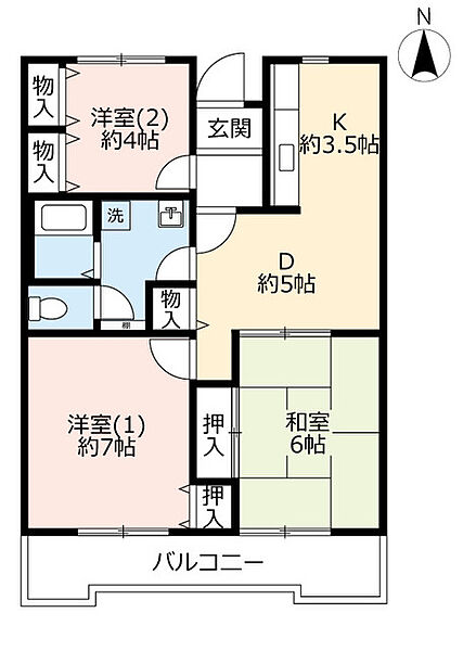 URエステート喜連東 ｜大阪府大阪市平野区喜連東3丁目(賃貸マンション3DK・4階・62.28㎡)の写真 その2