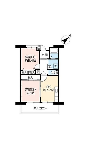 UR香里ヶ丘けやき東街 ｜大阪府枚方市香里ケ丘3丁目(賃貸マンション2DK・5階・48.81㎡)の写真 その2