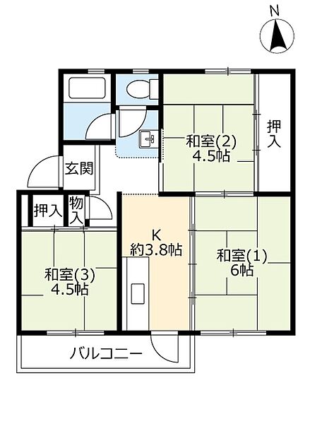 UR春木 ｜大阪府岸和田市春木泉町(賃貸マンション3K・4階・45.81㎡)の写真 その2