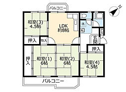 UR泉南尾崎 1階4DKの間取り