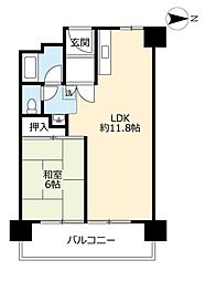UR都市機構泉北原山台1丁団地5-3棟 1LDKの間取図画像