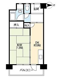 UR都市機構中百舌鳥公園団地4号館 1DKの間取図画像