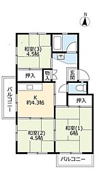 UR都市機構泉北茶山台2丁団地3-28棟 3Kの間取図画像