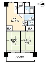 UR都市機構中百舌鳥公園団地3号館 2DKの間取図画像