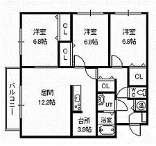 メゾンベルタデーレFM 203 ｜ 北海道旭川市神居一条9丁目（賃貸マンション3LDK・2階・85.05㎡） その2