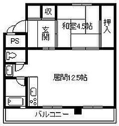 ビレッジハウス留萌1号棟 2階1LDKの間取り