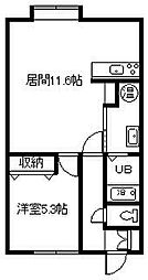 ビクトリー神居 1LDKの間取図画像