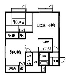 8・11ハイツ 2LDKの間取図画像