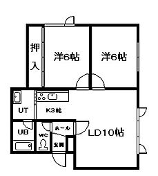 メゾンド・神楽 2LDKの間取図画像
