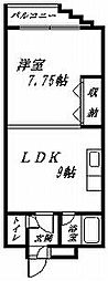 ラ・メール旭川 1DKの間取図画像