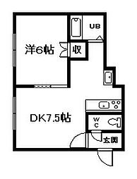 カルム122 1DKの間取図画像