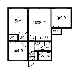 グレース朝日 3DKの間取図画像