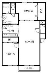 グランデ5 2LDKの間取図画像
