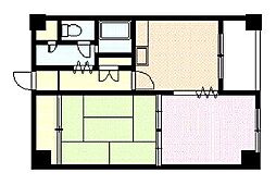 レジデンス五条 2DKの間取図画像