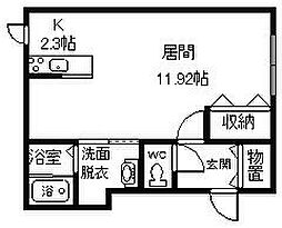 レン2 ワンルームの間取図画像