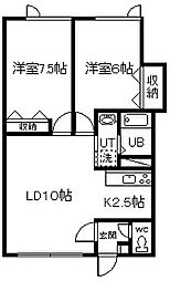 神楽レジデンス 2LDKの間取図画像
