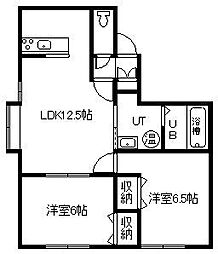 ビクトリー神居 2LDKの間取図画像