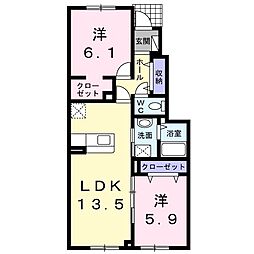 ルモンドブル 2LDKの間取図画像