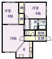 ベルフラワーA 2LDKの間取図画像