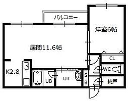 ベルオーブdoux 1LDKの間取図画像