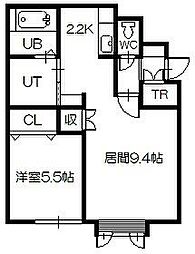イースエピカA棟 1LDKの間取図画像
