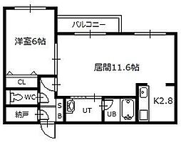 ベルオーブdoux 1LDKの間取図画像