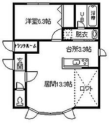 ファミリーテイズB 1LDKの間取図画像