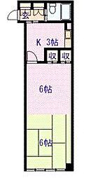 東ハイツ8・8 1Kの間取図画像