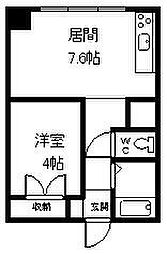ベルディコート本町 1DKの間取図画像