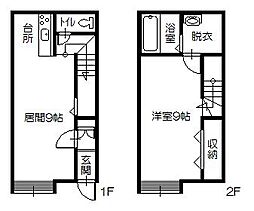 来夢ハイツ川端A 1LDKの間取図画像