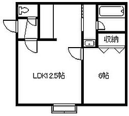 ノーシスB 1LDKの間取図画像