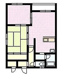 シャルム南A 2LDKの間取図画像