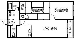 フロンティア大雪 2LDKの間取図画像