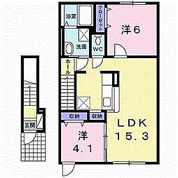 レインボーハイツモア 2LDKの間取図画像