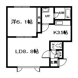 アヴァンティ 1LDKの間取図画像