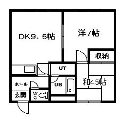 イエローハウス 2DKの間取図画像
