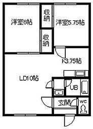 サンシャイン神楽岡 2LDKの間取図画像