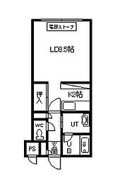 緑神館 1Kの間取図画像