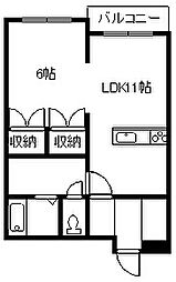 シャンノール医大前 1LDKの間取図画像