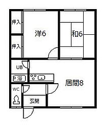 コーポ6,8B 2DKの間取図画像