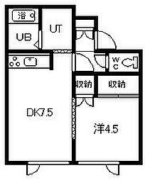 メープルジョイ 1DKの間取図画像