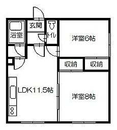 ひらきマンション 2LDKの間取図画像