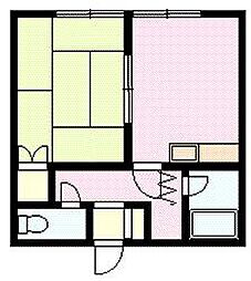 エンゼルハイツ東光 1DKの間取図画像