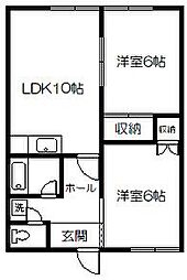 ブルックリンイースト 2LDKの間取図画像