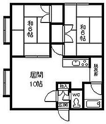 パークサイド高畠 2LDKの間取図画像