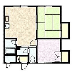 はせ川マンション 2LDKの間取図画像