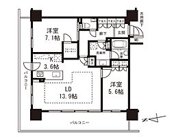 プレミスト旭川ザ・タワー 2LDKの間取図画像