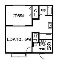 ジュリB 1LDKの間取図画像