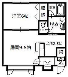 オーキッド・テラスA 1LDKの間取図画像